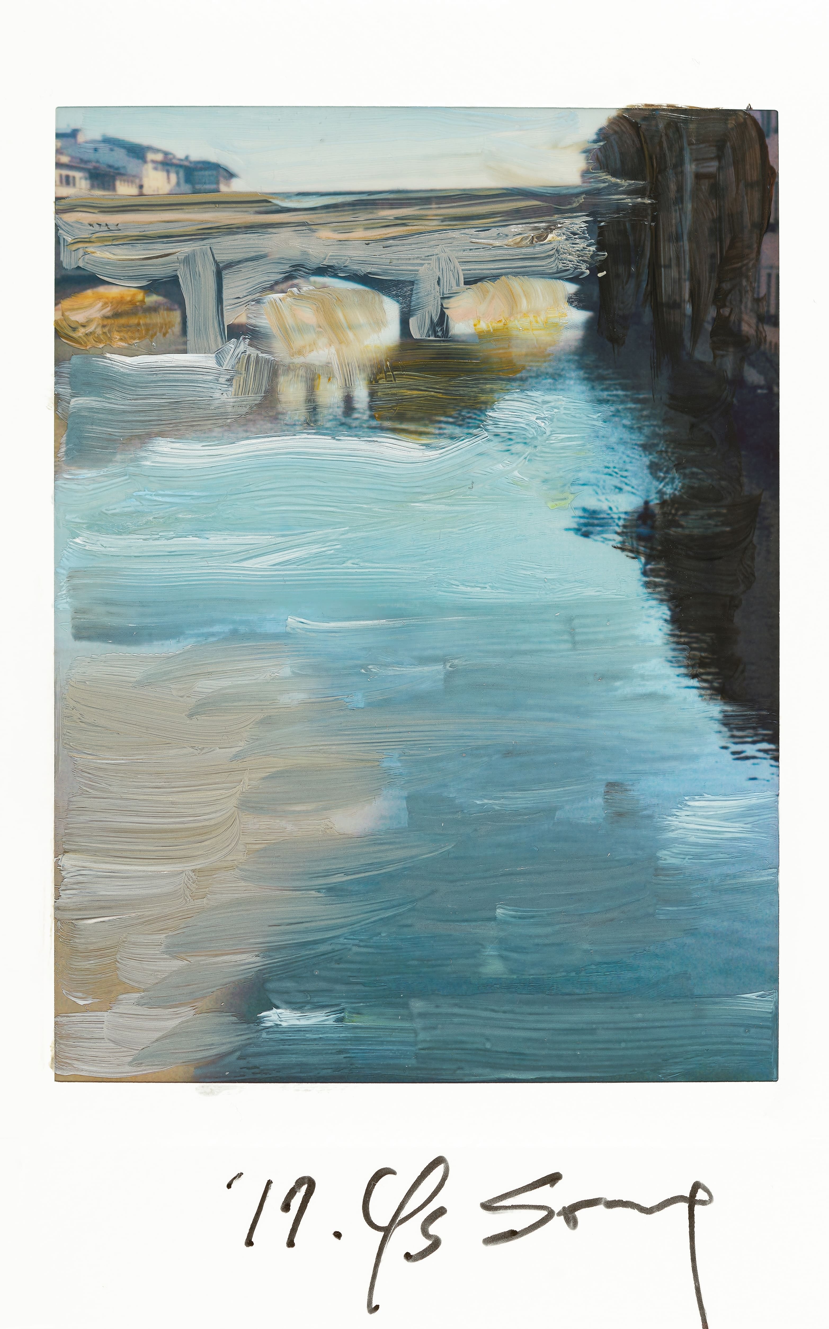 〈Meditation on the Road 길 위에서〉, 2017, Oil painting on polaroid, © 송영숙